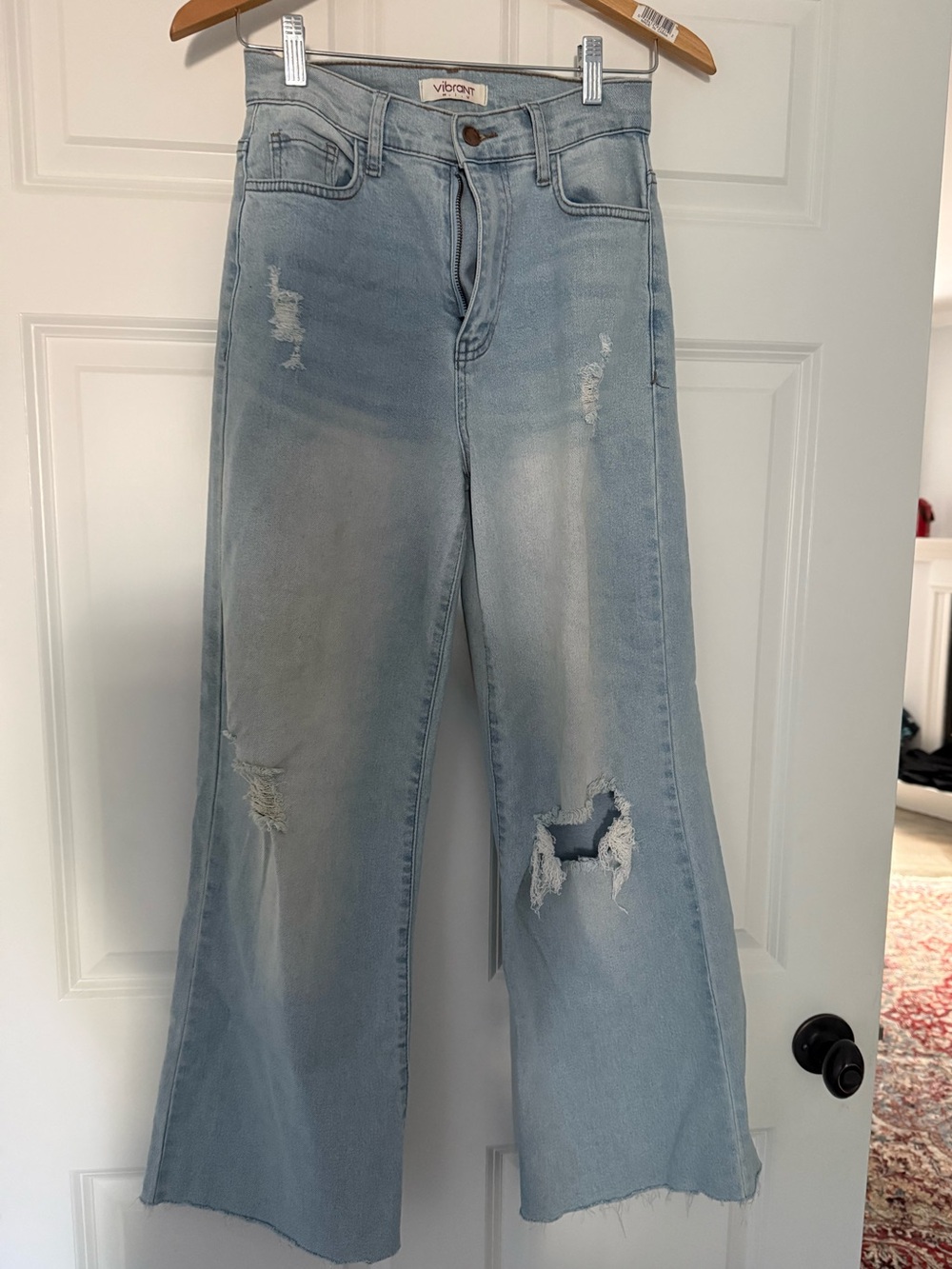 Vibrant M.I.U. High Rise Distressed Wide Leg Jeans Size 3 W25